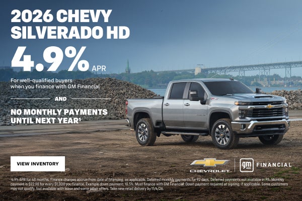 2026 Chevy Silverado HD. 4.9% APR For well-qualified buyers when you finance with GM Financial P...